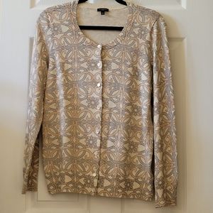 Talbots Women's Sparkly Floral Print Button-Up Cardigan Sweater Size XL Petite